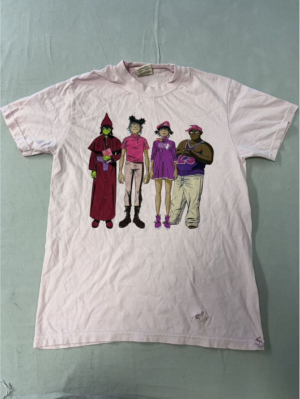 Thrashed Gorillaz Band Member T-shirt Tour 2022 Pink - S